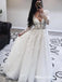 Long Sleeves V-necl Lace A-line Long Cheap Wedding Dresses, WDS0032
