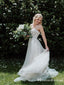 Sweetheart Charming Off-White Tulle A-line Long Cheap Wedding Dresses, WDS0005