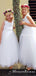 Popular Round Neckline White Tulle Long Cheap Flower Girl Dresses, FGS0004