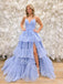 Elegant V-neck Sleeveless Side slit A-line Long Prom Dress,PDS1118