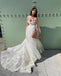 Newest Spaghetti Straps A-line Lace Appliques Side Slit Wedding Dresses,WDS0122
