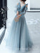 Dreaming V-neck Long Sleeves A-line Long Prom Dress,PDS11692