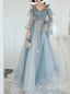 Dreaming V-neck Long Sleeves A-line Long Prom Dress,PDS11692