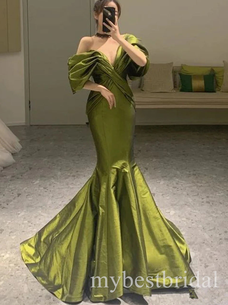 Sexy Off Shoulder V-neck Sleeveless Mermaid Long Prom Dress,PDS11699