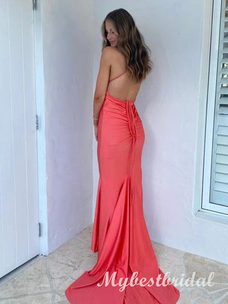 Cute V-neck Sleeveless Mermaid Long Prom Dress,PDS11753