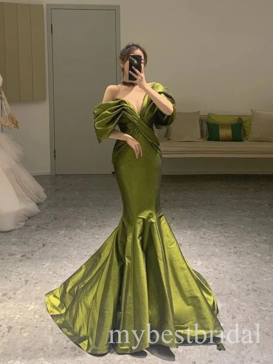 Sexy Off Shoulder V-neck Sleeveless Mermaid Long Prom Dress,PDS11699