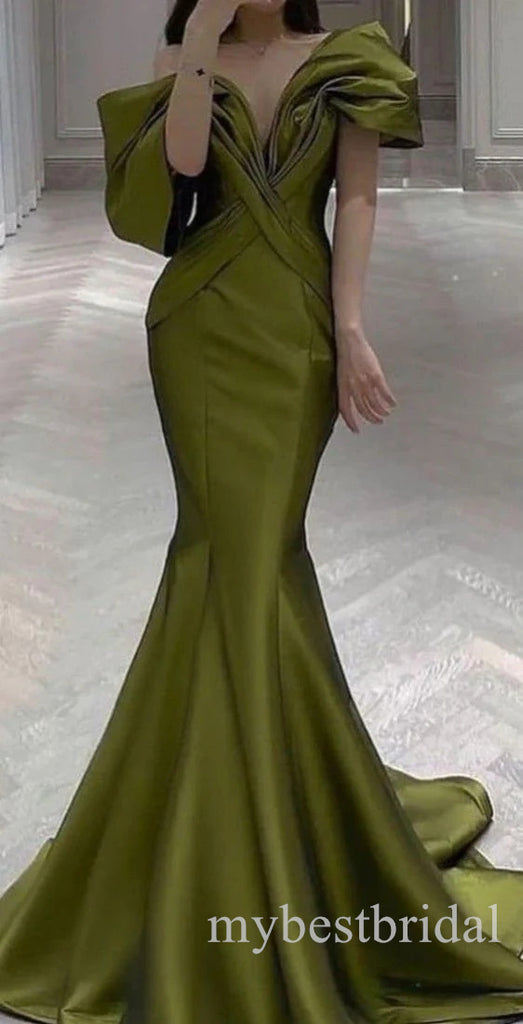 Sexy Off Shoulder V-neck Sleeveless Mermaid Long Prom Dress,PDS11699