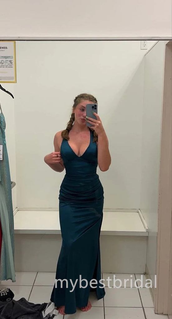 Sexy Deep V-neck Sleeveless Side Slit Mermaid Long Prom Dress,PDS11662