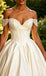 Luxury Off Shoulder Sleeveless Satin A-Line Floor Length Long Wedding Dresses, WD0370