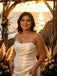 Fashion Ruched Sleeveless Side Slit Satin Mermaid Floor Length Wedding Dresses, WD0388