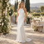 Sleek Halter Sleeveless Open Back Satin Sheath Mermaid Wedding Dress, WD0406