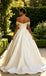 Luxury Off Shoulder Sleeveless Satin A-Line Floor Length Long Wedding Dresses, WD0370