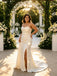 Fashion Ruched Sleeveless Side Slit Satin Mermaid Floor Length Wedding Dresses, WD0388