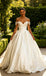 Luxury Off Shoulder Sleeveless Satin A-Line Floor Length Long Wedding Dresses, WD0370