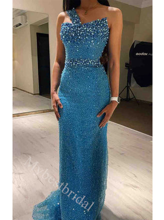 Sexy One Shoulder Sleeveless Mermaid Long Prom Dress,PDS11557