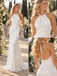 Sleek Halter Sleeveless Open Back Satin Sheath Mermaid Wedding Dress, WD0406