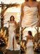 Fashion Ruched Sleeveless Side Slit Satin Mermaid Floor Length Wedding Dresses, WD0388