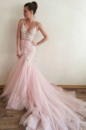 Sexy V-neck Sleeveless Mermaid Long Prom Dress,PDS11561
