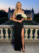 White and Black Sleeveless Satin Side Slit Mermaid Long Prom Party Dress,PDS11835