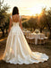 Sexy V-Neck Sleeveless Pleats Satin A-Line Floor Length Wedding Dresses, WD0389