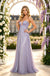 Lavender Glitter Chiffon Strapless Deep V A-Line Floor Length Prom Gown,PDS118548