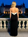 White and Black Sleeveless Satin Side Slit Mermaid Long Prom Party Dress,PDS11835
