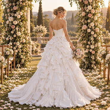 Gorgeous Sweetheart Strapless Ruffled Satin Floor Length Wedding Dress, WD0407