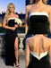 White and Black Sleeveless Satin Side Slit Mermaid Long Prom Party Dress,PDS11835