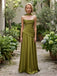 Elegant Olive Green Satin Strapless Draped A-Line Long Bridesmaid Dress,PDS118740