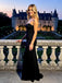 Simple Black Satin Sleeveless Sweetheart Mermaid Long Prom Party Dress,PDS11838