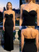 Simple Black Satin Sleeveless Sweetheart Mermaid Long Prom Party Dress,PDS11838