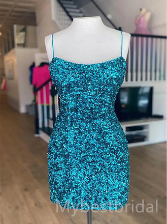 Sexy Spaghetti straps Sleeveless Sheath Short Mini Homecoming Dress,  HDS0105