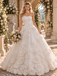 Romantic Strapless Sleeveless 3D Floral Appliques Tulle Wedding Ball Gown, WD0409