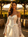Luxury Lace V-Neck Ruffles Strapless A-Line Floor Length Wedding Dresses, WD0391