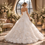 Romantic Strapless Sleeveless 3D Floral Appliques Tulle Wedding Ball Gown, WD0409