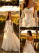 Luxury Lace V-Neck Ruffles Strapless A-Line Floor Length Wedding Dresses, WD0391