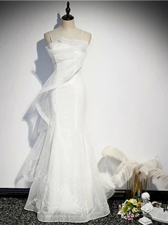 Sexy Spaghetti Straps Sleeveless Mermaid Long Prom Dress,PDS11565