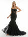 Elegant Black Lace Appliques Sweetheart Mermaid Long Prom Party Dress,PDS11789