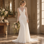Chic High Neck Long Lace Sleeves Mermaid Satin Wedding Gown, WD0410
