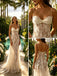 Sexy Lace Spaghetti Straps V-Neck Mermaid Floor Length Wedding Dresses, WD0376