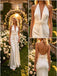 Elegant Halter Sleeveless Satin Mermaid Floor Length Wedding Dresses, WD0392