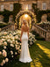Elegant Halter Sleeveless Satin Mermaid Floor Length Wedding Dresses, WD0392