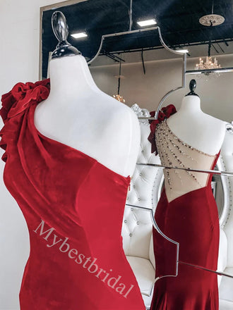 Sexy One Shoulder Sleeveless Mermaid Long Prom Dress,PDS11564