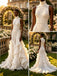 Luxury Ruffles Halter Pleats Sleeveless Mermaid Floor Length Wedding Dresses, WD0377