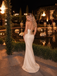 Champagne Luxe Satin Halter Plunge Neck Mermaid Formal Evening Gown,PDS118552
