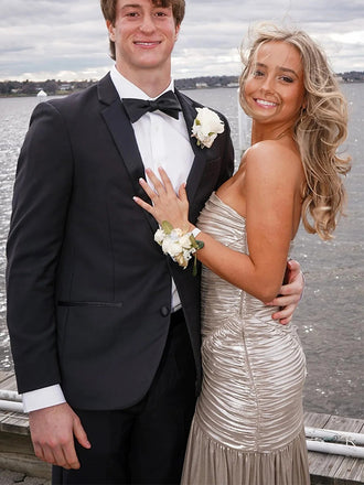 Sexy Strapless Ruched Side Slit Sleeveless Mermaid Long Prom Party Dress,PDS11819