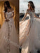 Elegant Off Shoulder Sleeveless A-line Lace Applique Wedding Dresses, WDY0349