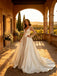 Elegant V-Neck Lace Sleeves Satin A-Line Floor Length Wedding Dresses, WD0393