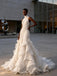 Luxury Ruffles Halter Pleats Sleeveless Mermaid Floor Length Wedding Dresses, WD0377