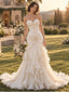 Luxurious Sweetheart Ruched Ruffled Chiffon Mermaid Wedding Dress, WD0411